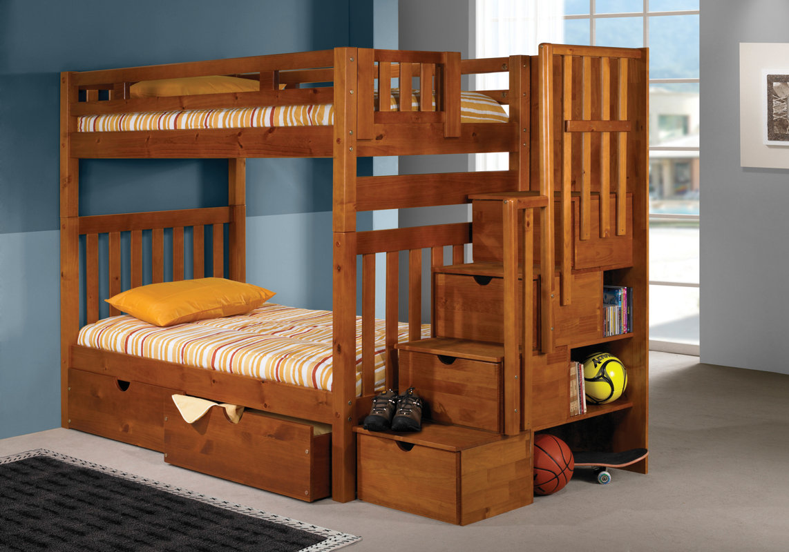 Donco Kids Stairway Loft Bunk Bed with Storage Drawers & Reviews Wayfair